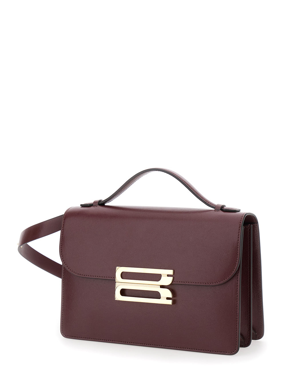 Victoria Beckham Women 'Dorian' Bordeaux Shoulder Bag With Adjustable And Removable Shoulder Strap And Logo Plaque On The Front In Leather Woman VICTORIA BECKHAM