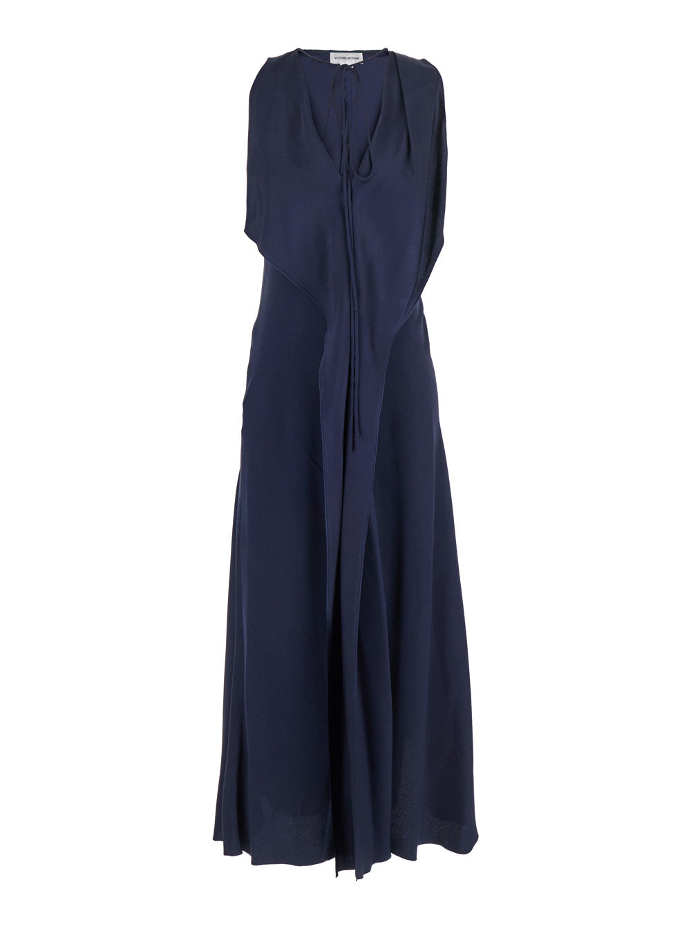 Victoria Beckham Women Blue Sleeveless Long Dress With V Neck In Fabric Woman VICTORIA BECKHAM