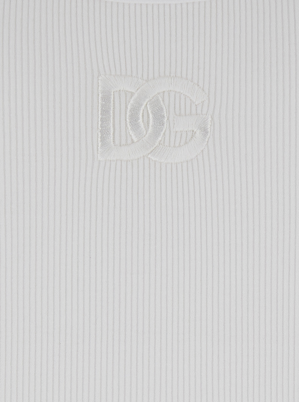 Dolce & Gabbana Men White Sleeveless Top With Logo Embroidery On The Front And Ribbed Knit In Cotton Man