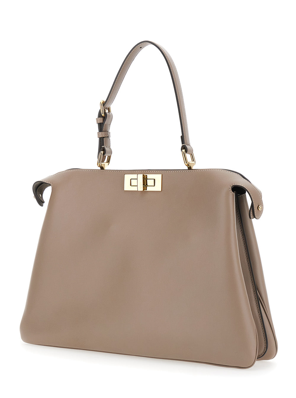 Fendi Women 'Pekaboo Soft Large' Grey Handbag With Twist Lock In Leather Woman FENDI