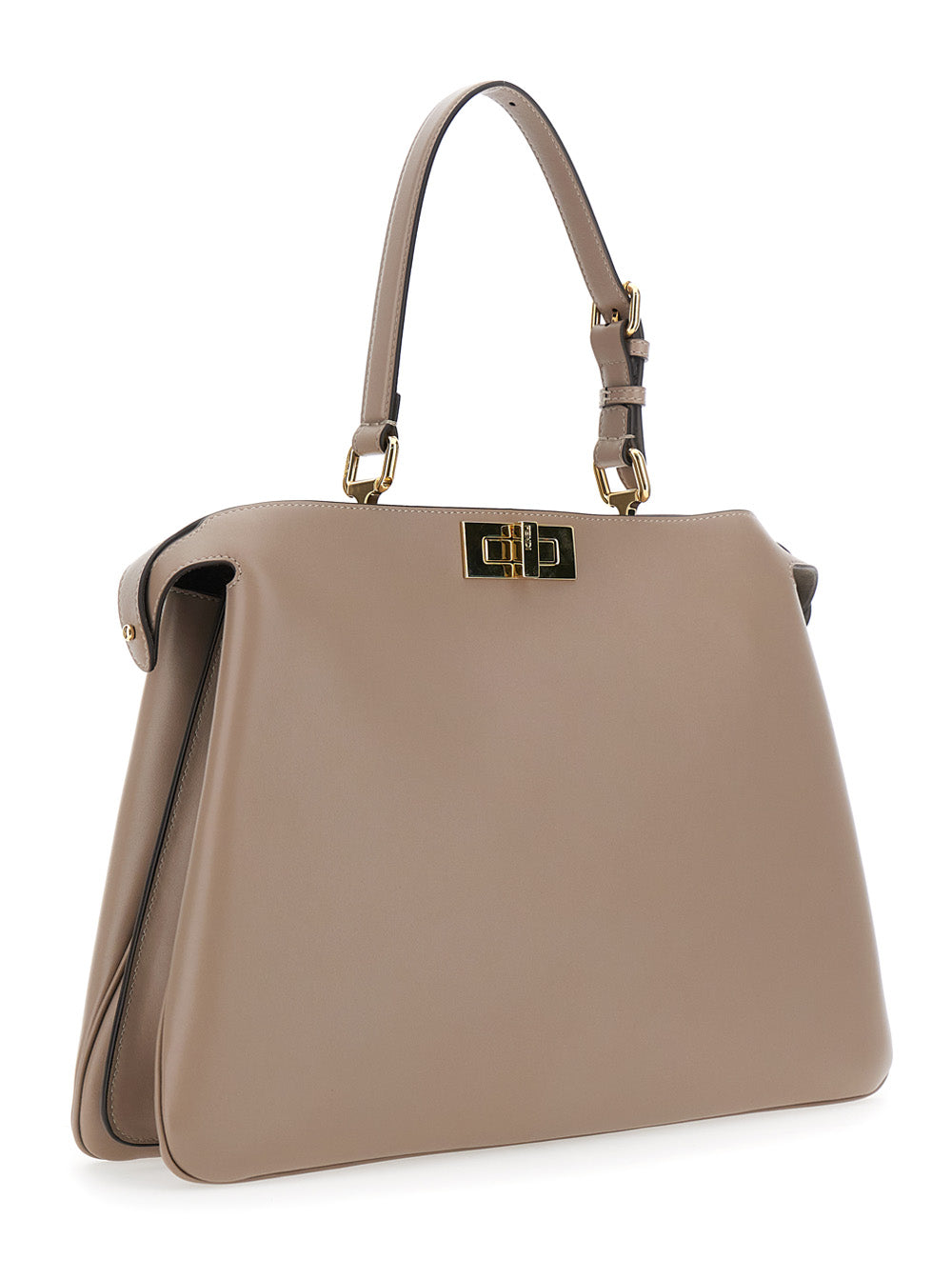 Fendi Women 'Pekaboo Soft Large' Grey Handbag With Twist Lock In Leather Woman FENDI
