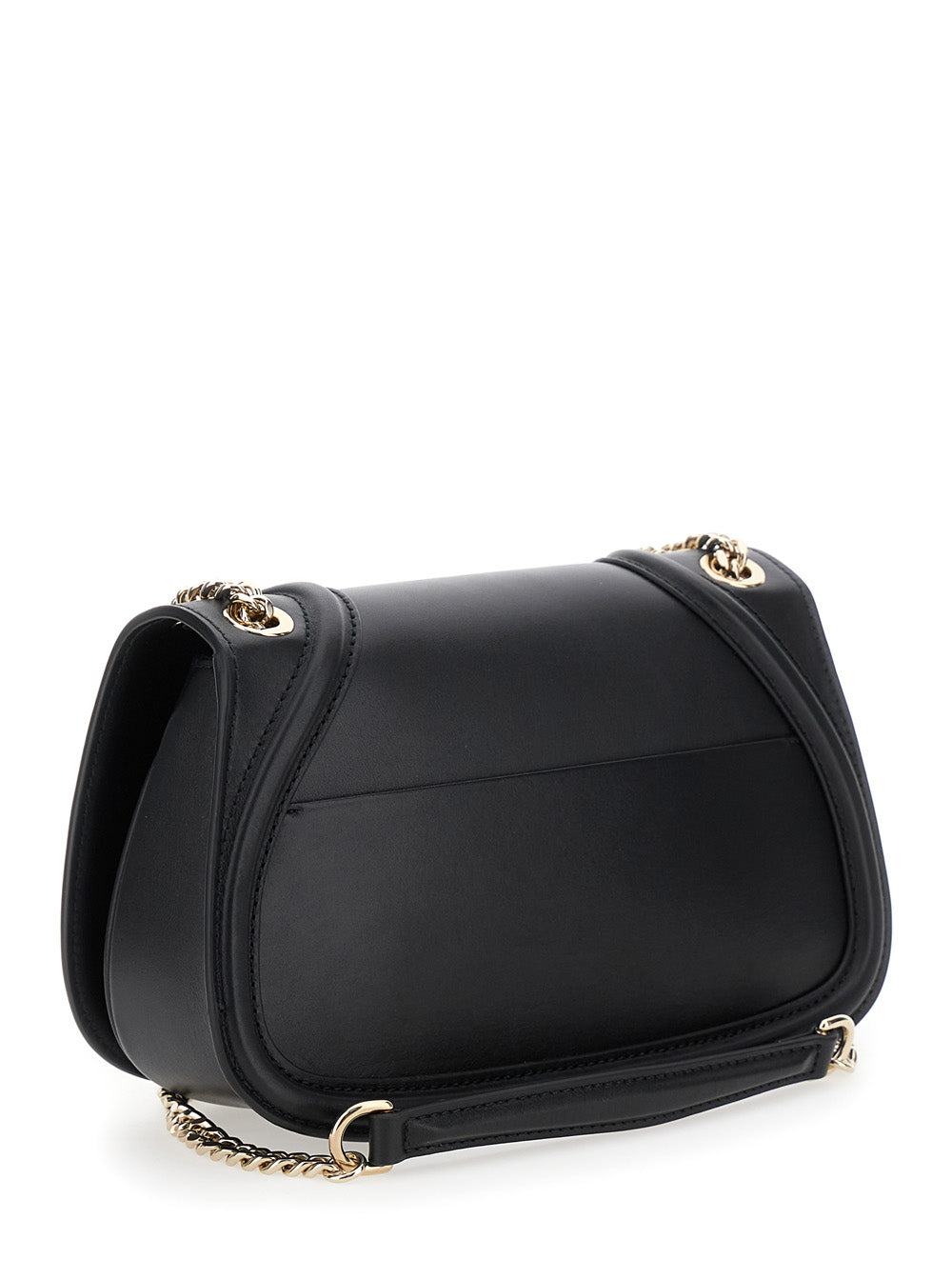 Gucci Women 'Blondie Small' Black Handbag With Metallic Gg Crossover On The Front And Chain Shoulder Strap In Leather Woman GUCCI