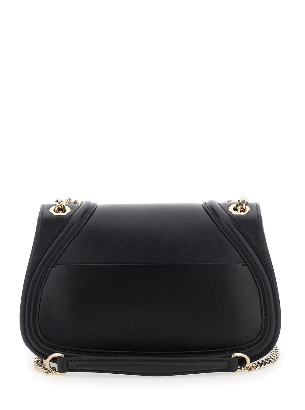 Gucci Women 'Blondie Small' Black Handbag With Metallic Gg Crossover On The Front And Chain Shoulder Strap In Leather Woman GUCCI