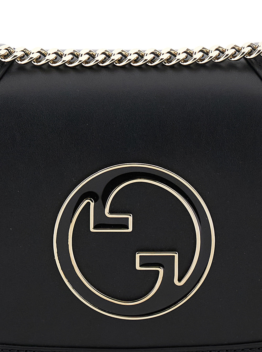 Gucci Women 'Blondie Small' Black Handbag With Metallic Gg Crossover On The Front And Chain Shoulder Strap In Leather Woman GUCCI