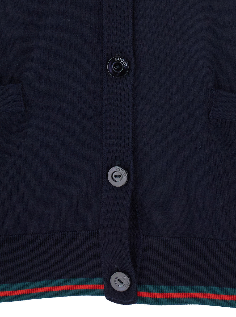 Gucci Women Blue Cardigan With Web Detail On The Edges In Cashmere And Silk Blend Woman GUCCI