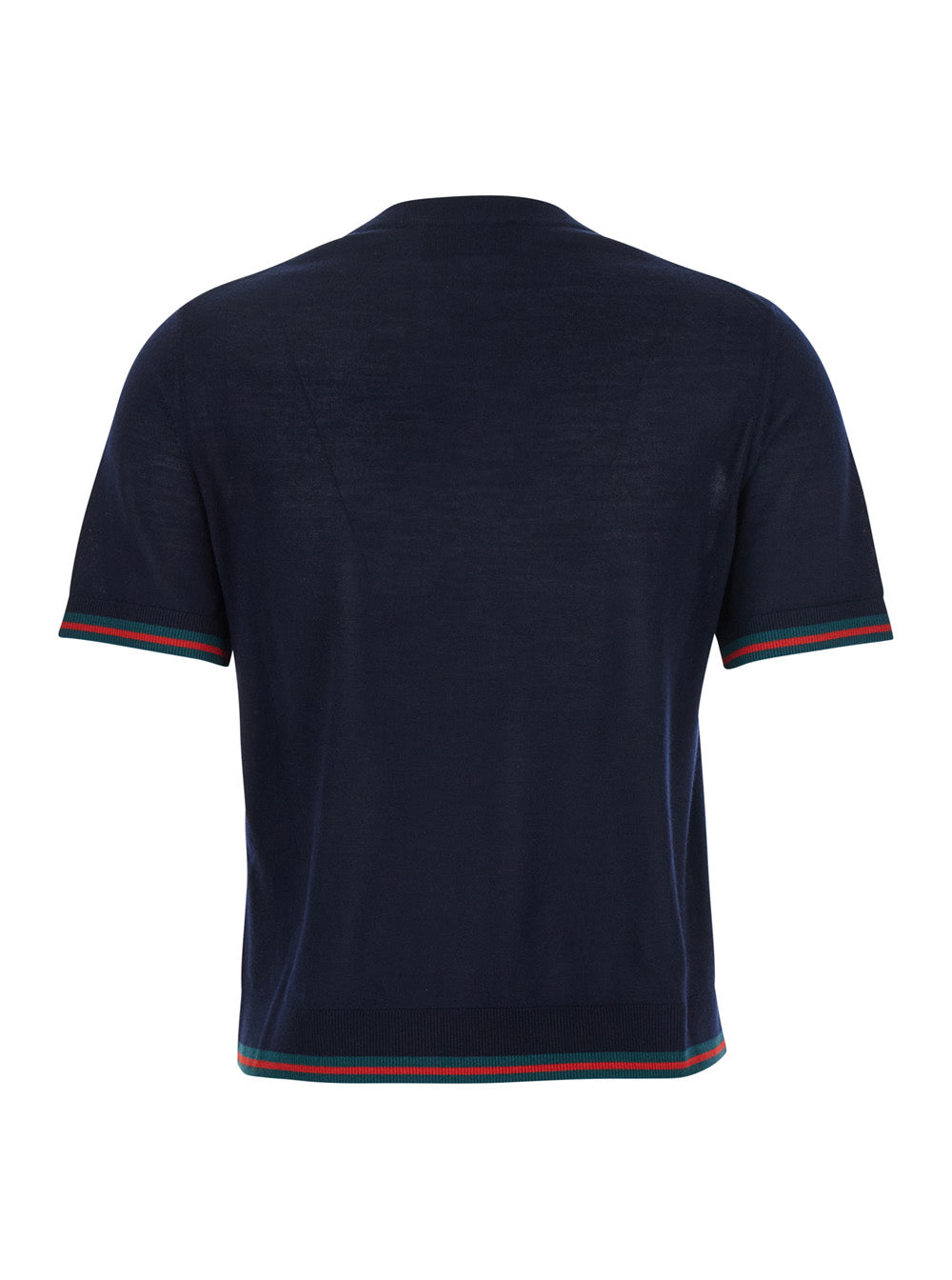 Gucci Women Blue T-Shirt With Web Detail On The Edges In Cashmere And Silk Blend Woman GUCCI
