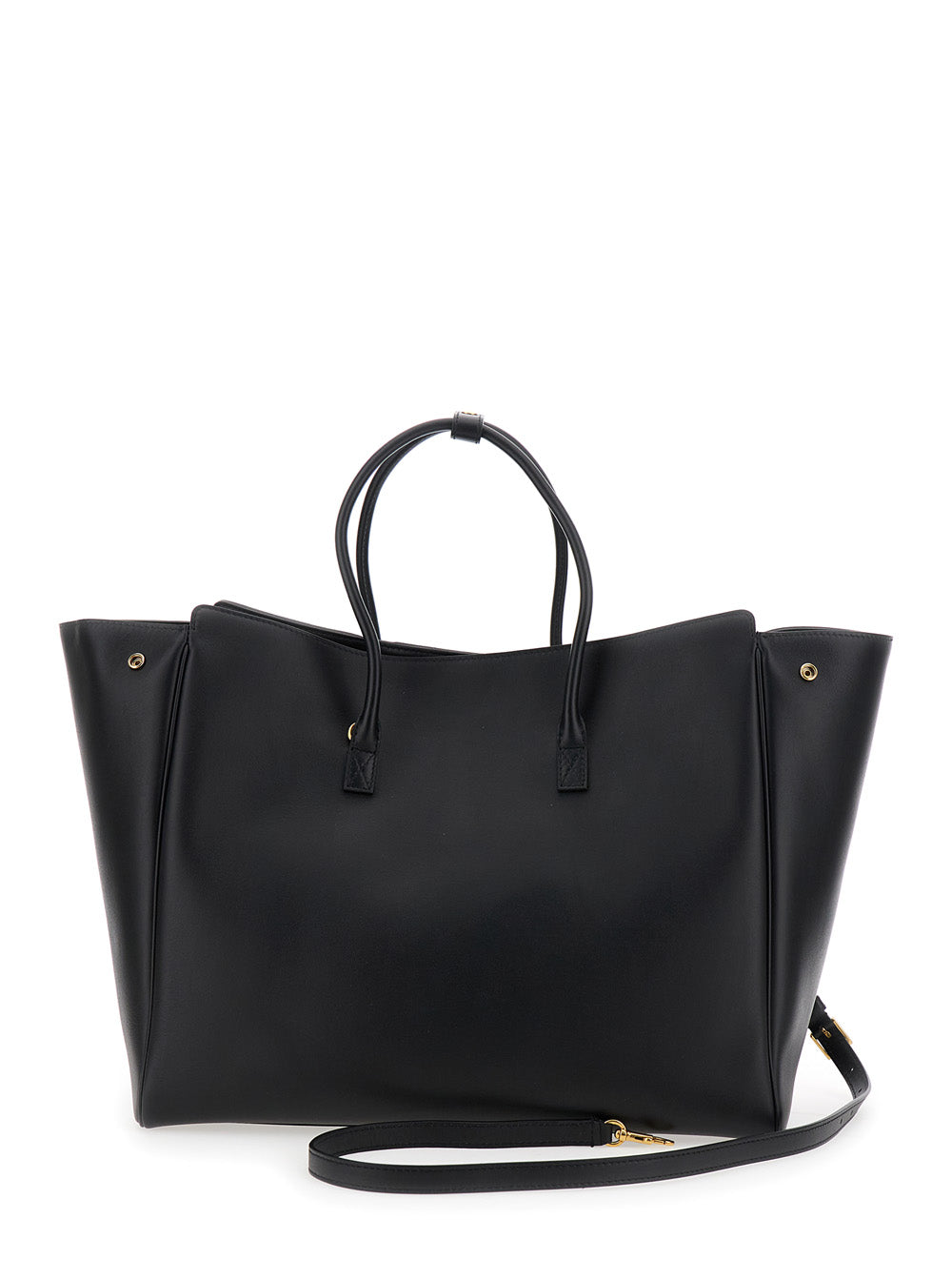 Balenciaga Women 'Hampton Medium' Black Handbag With Embossed Logo On The Front And Removable Key Ring In Leather Woman BALENCIAGA