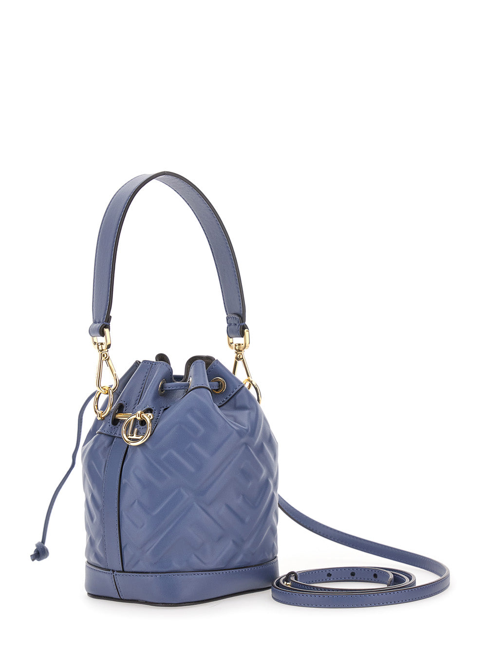 Fendi Women 'Mon Tresor' Blue Mini Handbag With Adjustable And Removable Shoulder Strap And All-Over Embossed Ff Motif In Leather Woman FENDI