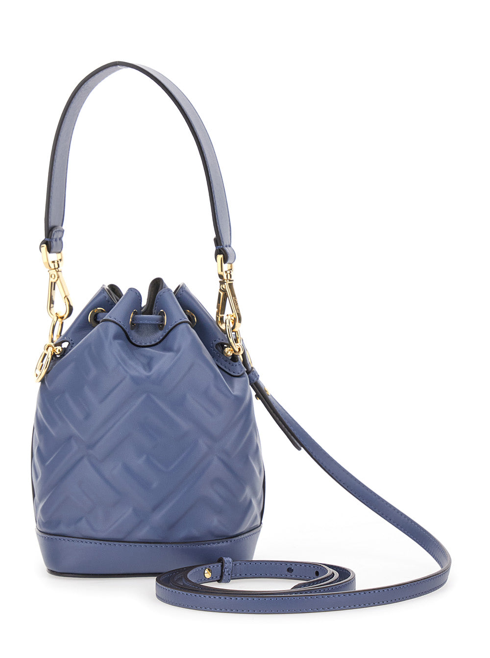 Fendi Women 'Mon Tresor' Blue Mini Handbag With Adjustable And Removable Shoulder Strap And All-Over Embossed Ff Motif In Leather Woman FENDI