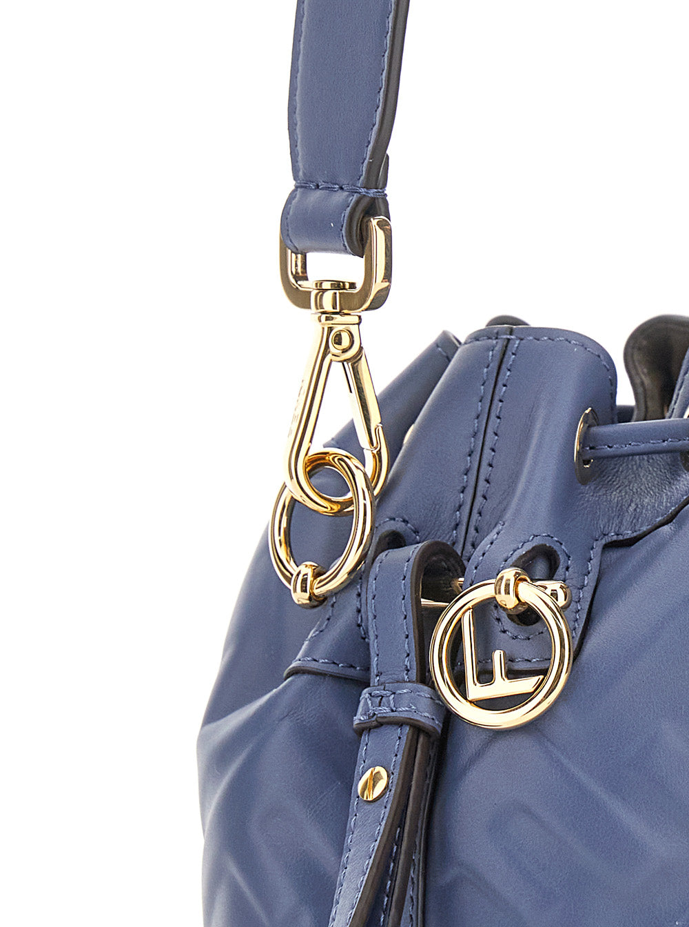 Fendi Women 'Mon Tresor' Blue Mini Handbag With Adjustable And Removable Shoulder Strap And All-Over Embossed Ff Motif In Leather Woman FENDI