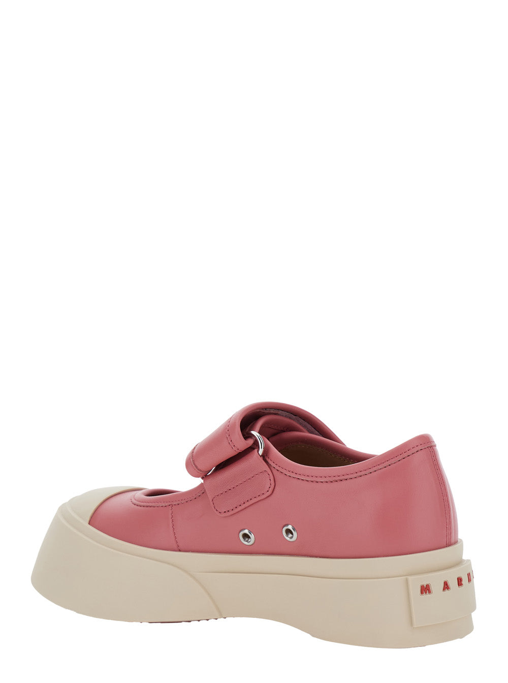 Marni Women 'Mary Jane' Pink Sandals With Touch-Strap Closure And Logo Patch On The Rear In Leather Woman MARNI