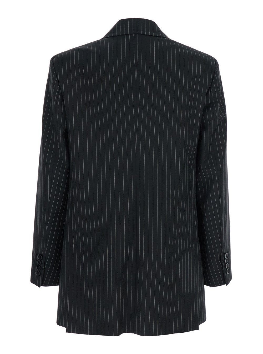 Max Mara Women 'Mattia' Black Double-Breasted Jacket With Peak Revers And All-Over Striped Motif In Wool Woman MAX MARA