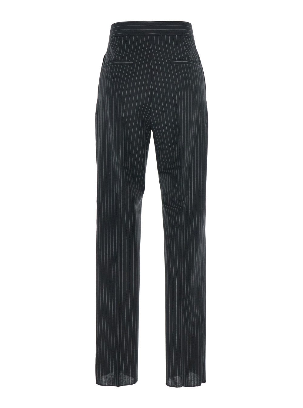 Max Mara Women 'Sesamo' Black Pants With Front Concealed Closure And All-Over Striped Motif In Wool Woman MAX MARA