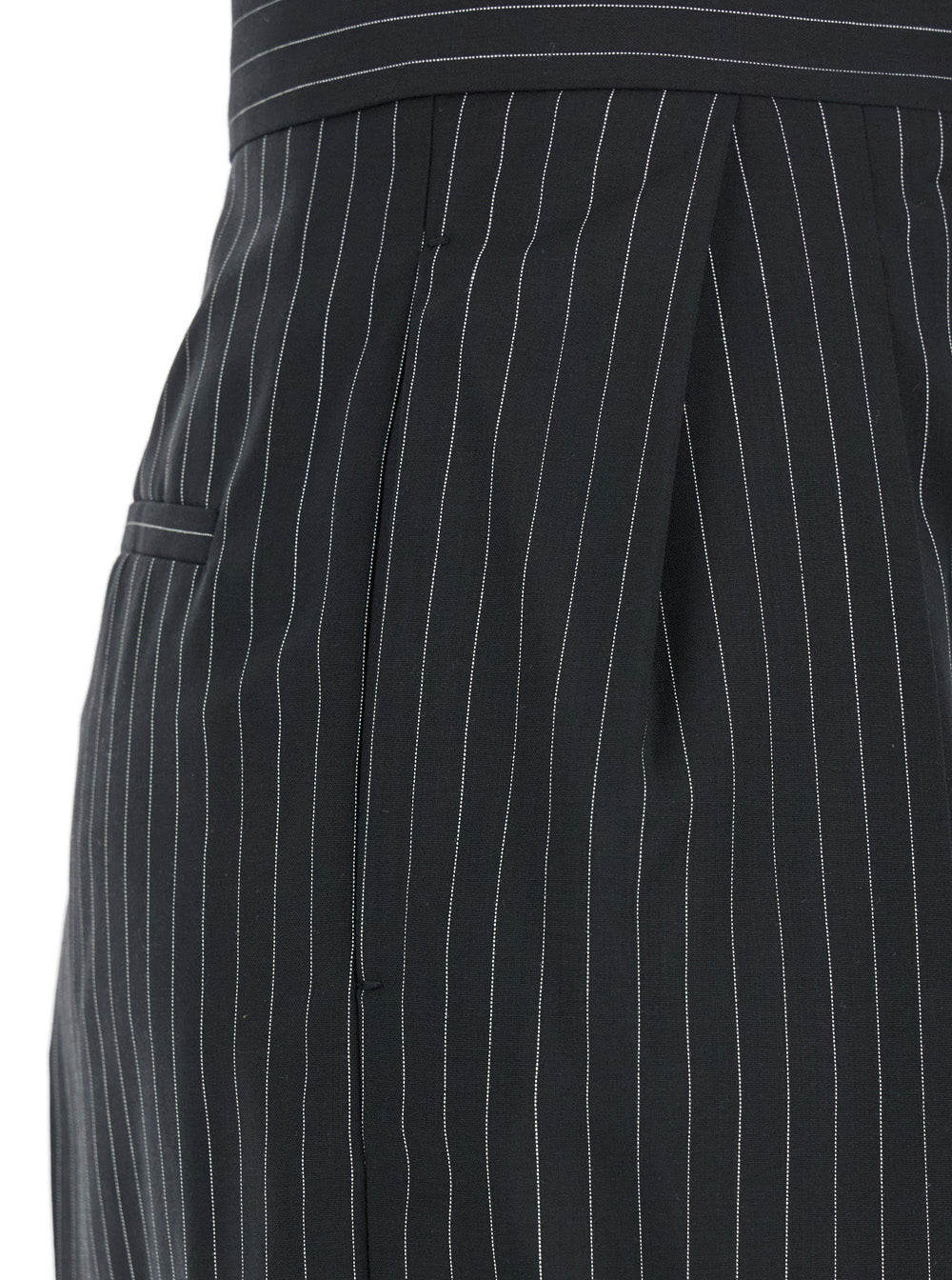 Max Mara Women 'Sesamo' Black Pants With Front Concealed Closure And All-Over Striped Motif In Wool Woman MAX MARA