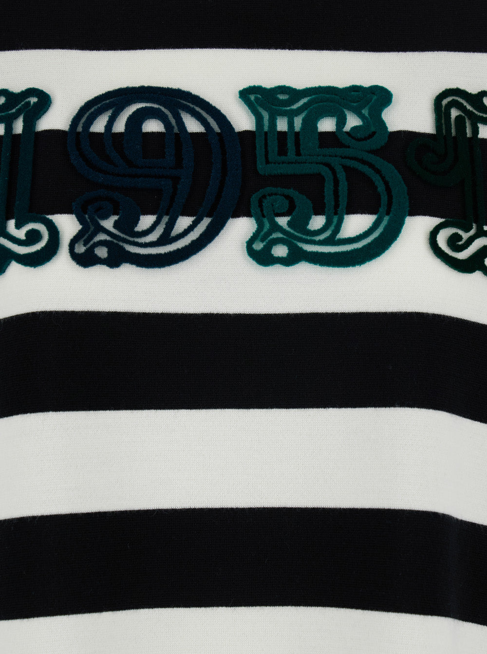 Max Mara Women 'Viterbo' Black And White Crewneck Sweater With Embroidery On The Front And All-Over Striped Motif In Wool Woman MAX MARA