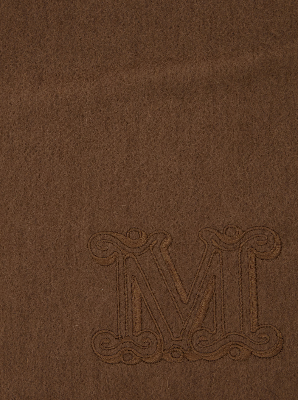 Max Mara Women 'Dalia' Brown Rectangular Scarf With Logo Embroidery On The Front And Fringed Hem In Cashmere Woman MAX MARA