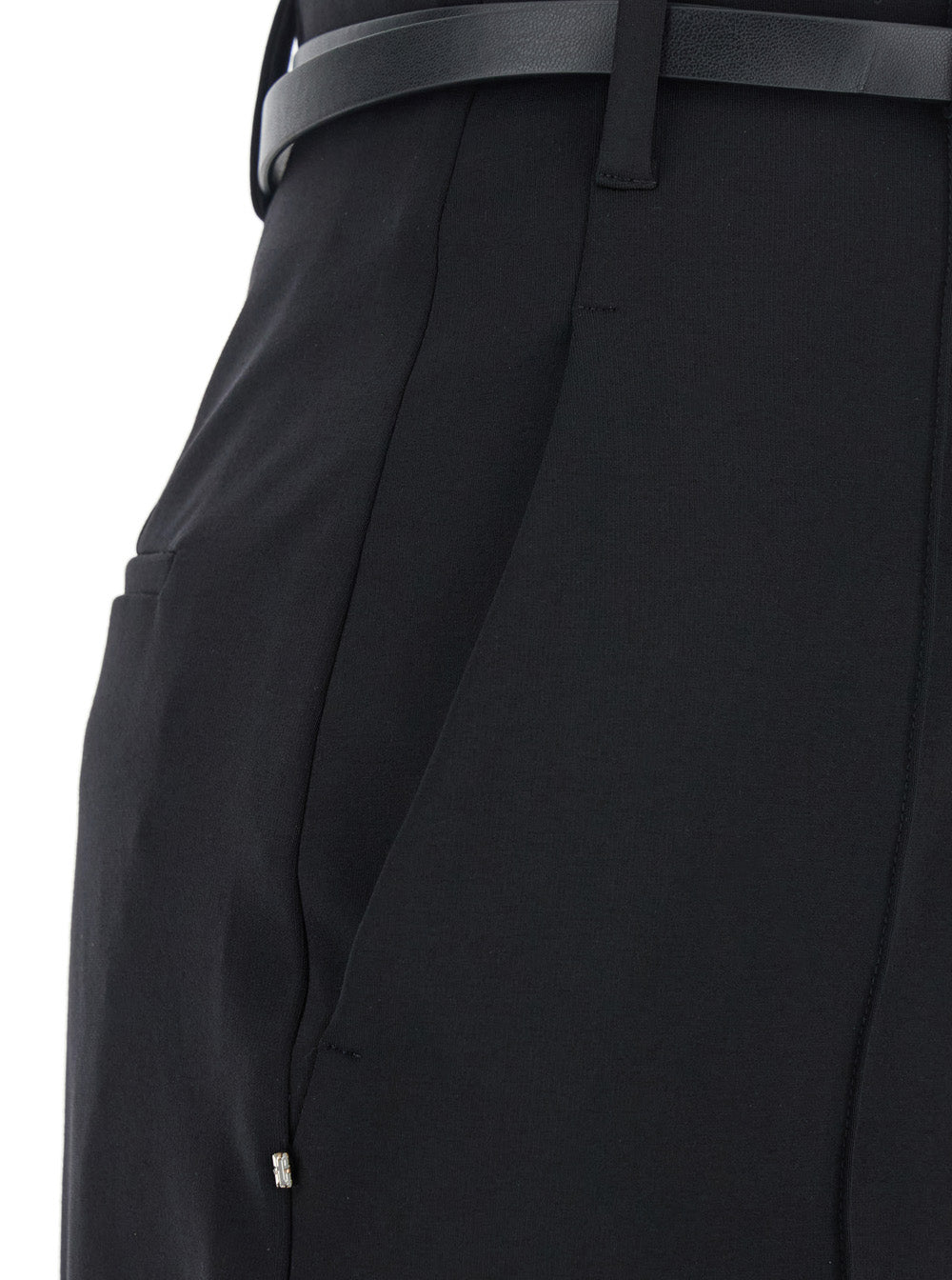 Sportmax Women 'Texas' Black Pants With Belt With Metallic Buckle In Fabric Woman