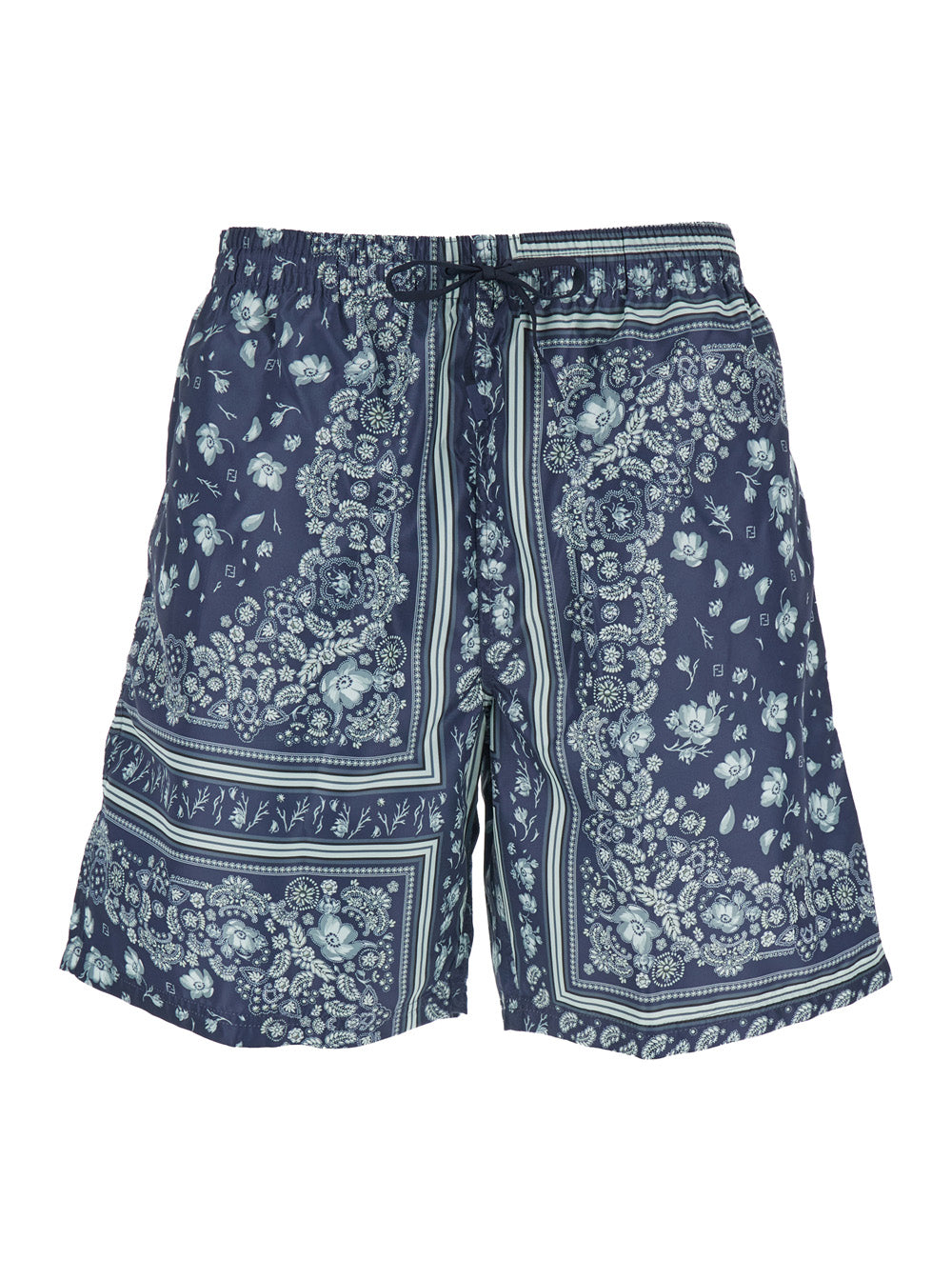 Fendi Men Blue Swimsuit With Elasticated Waist And All-Over Ff Motif In Tech Fabric Man FENDI