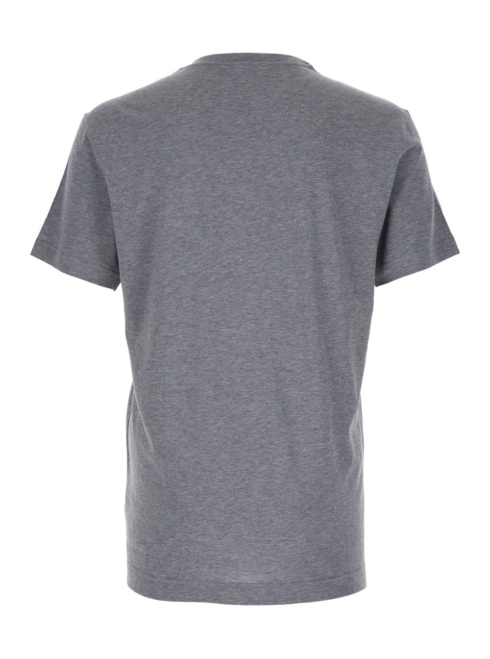 Dolce & Gabbana Men Grey Crewneck T-Shirt With Logo Lettering Print On The Front In Cotton Man DOLCE & GABBANA