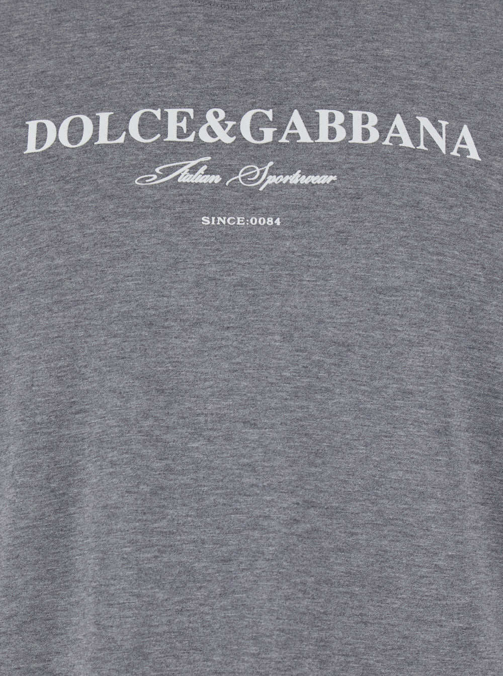 Dolce & Gabbana Men Grey Crewneck T-Shirt With Logo Lettering Print On The Front In Cotton Man DOLCE & GABBANA