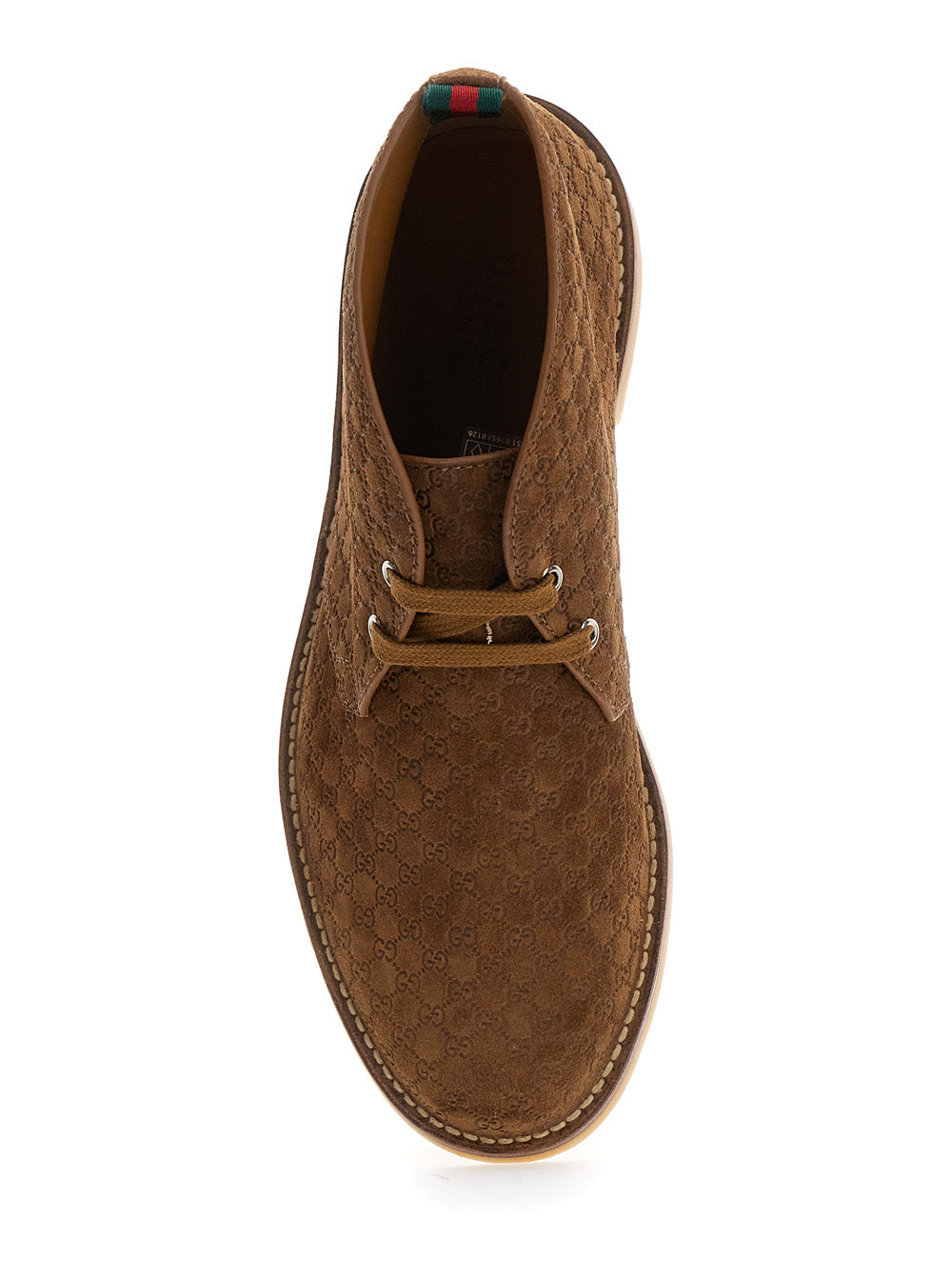 Gucci Men Brown Ankle Boots With Web Detail On The Heel And Low Heel In Gg Suede Man GUCCI