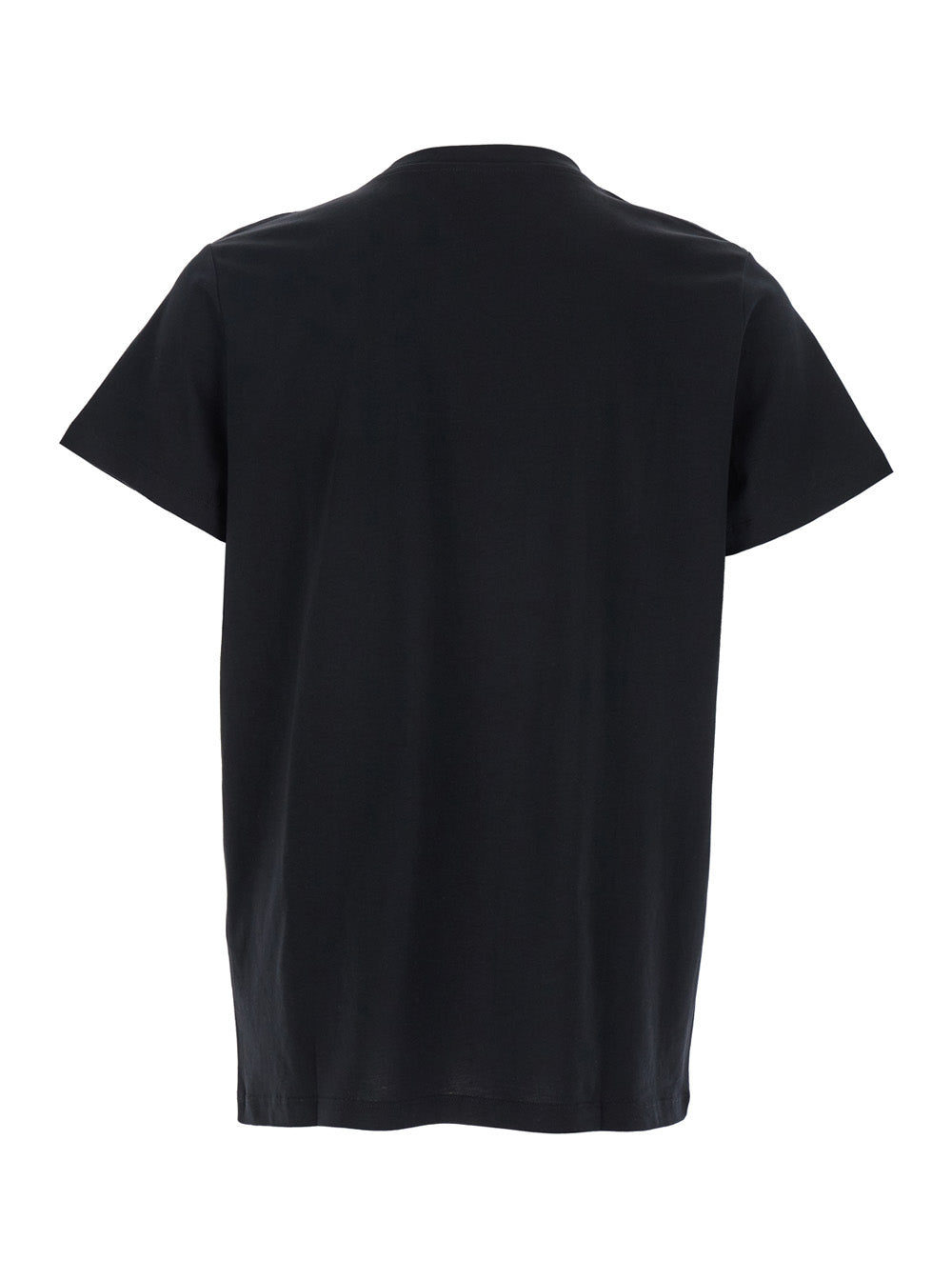 Balmain Men Black Crewneck T-Shirt With Logo Print On The Front In Cotton Man BALMAIN