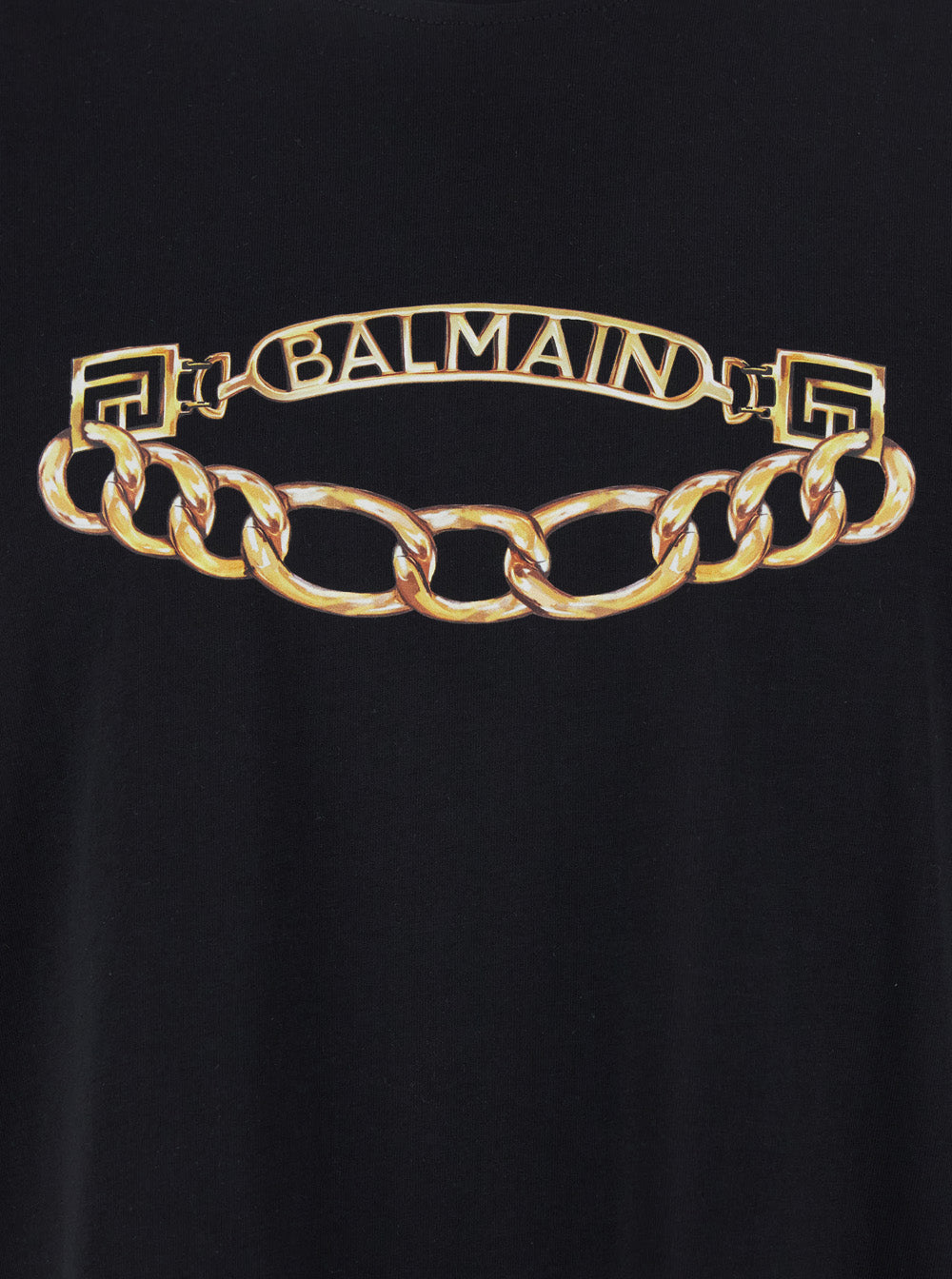 Balmain Men Black Crewneck T-Shirt With Logo Print On The Front In Cotton Man BALMAIN