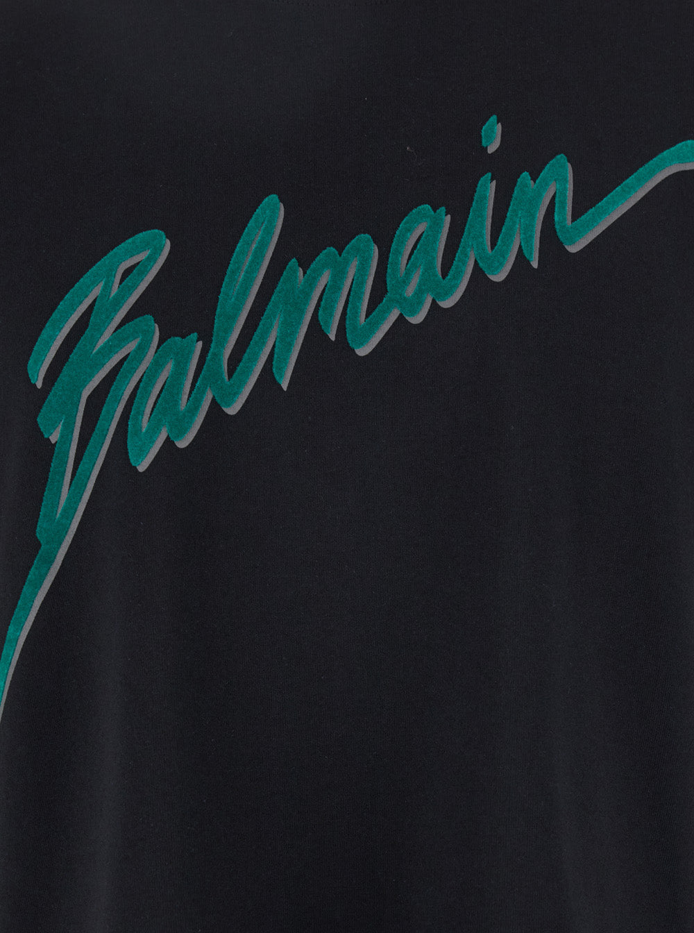 Balmain Men Black Crewneck T-Shirt With Logo Lettering Print On The Front In Cotton Man BALMAIN