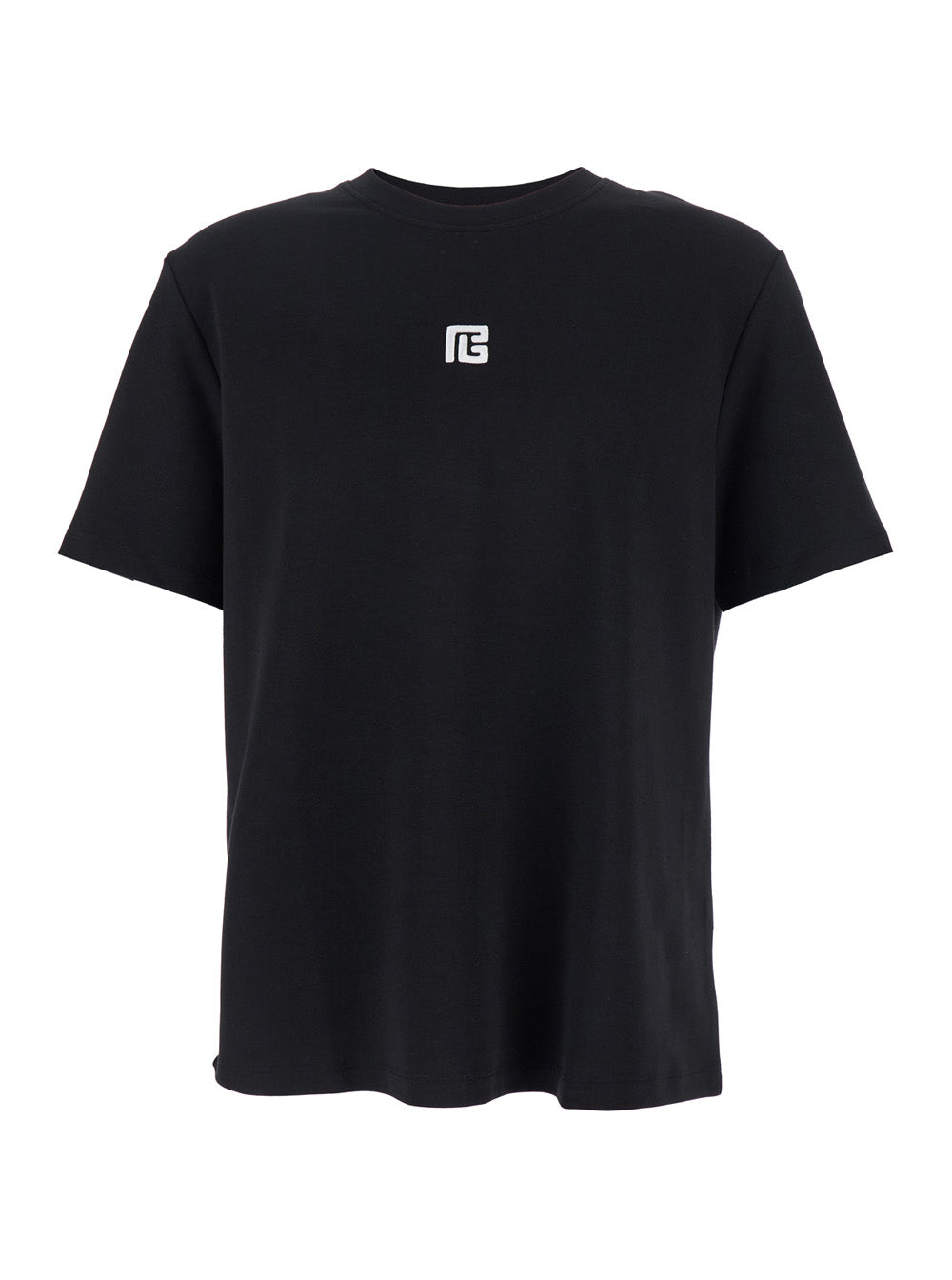 Balmain Men Black Crewneck T-Shirt With Logo Print On The Front In Cotton Man BALMAIN