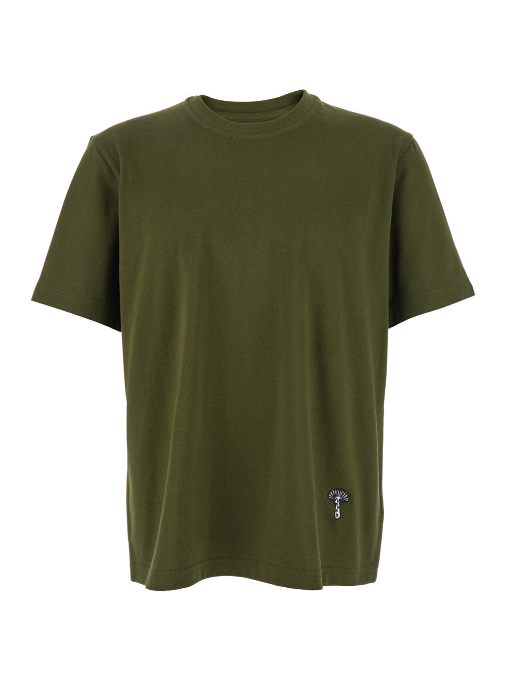 Bottega Veneta Men Green Crewneck T-Shirt With Mushroom Embroidery On The Front In Cotton Man BOTTEGA VENETA