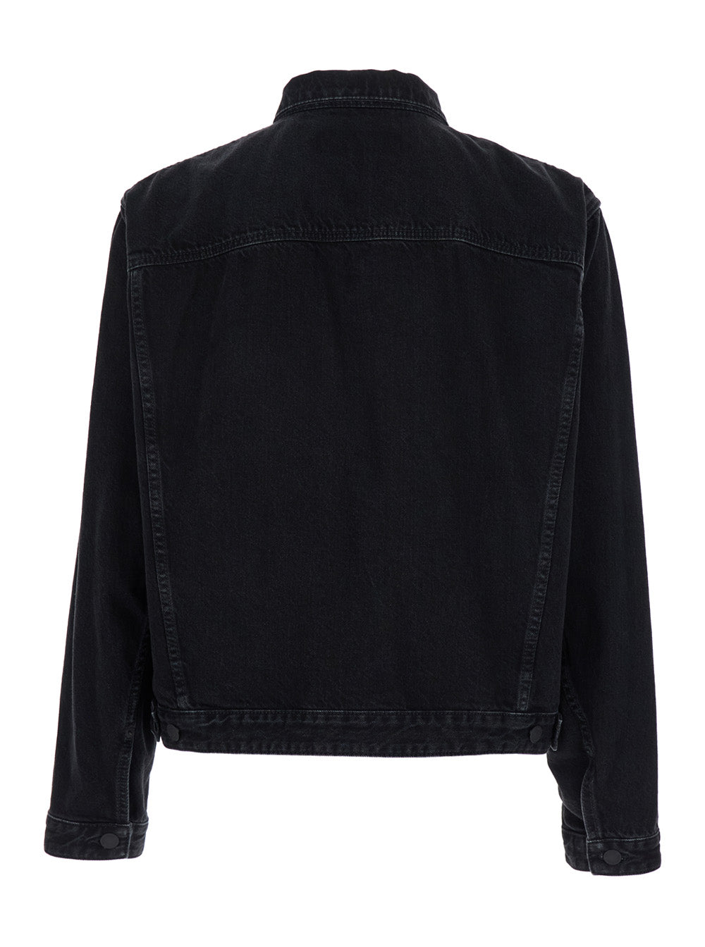 Dsquared2 Men Black Jacket With Classic Collar And Embossed Logo On The Front In Denim Man DSQUARED2
