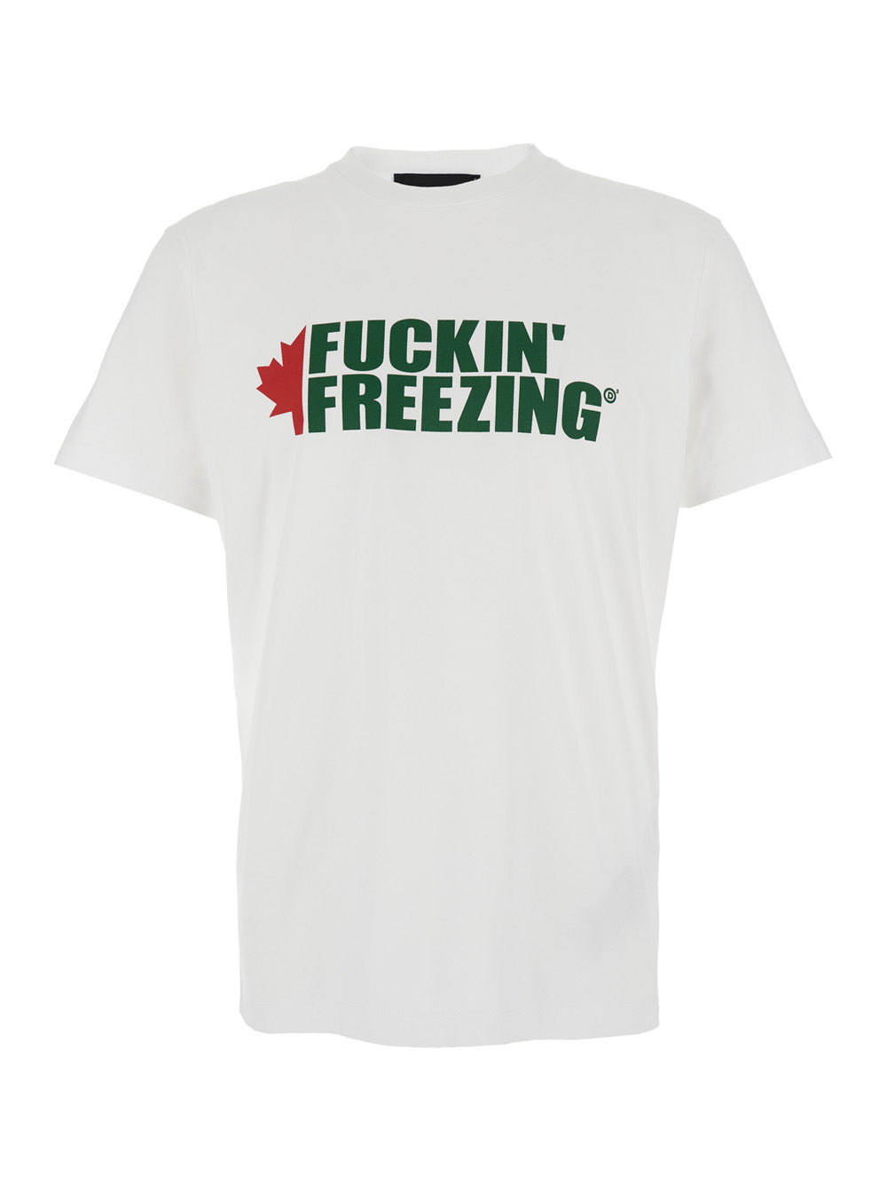Dsquared2 Men White Crewneck T-Shirt With Print On The Front And Logo Lettering On The Rear In Cotton Man DSQUARED2