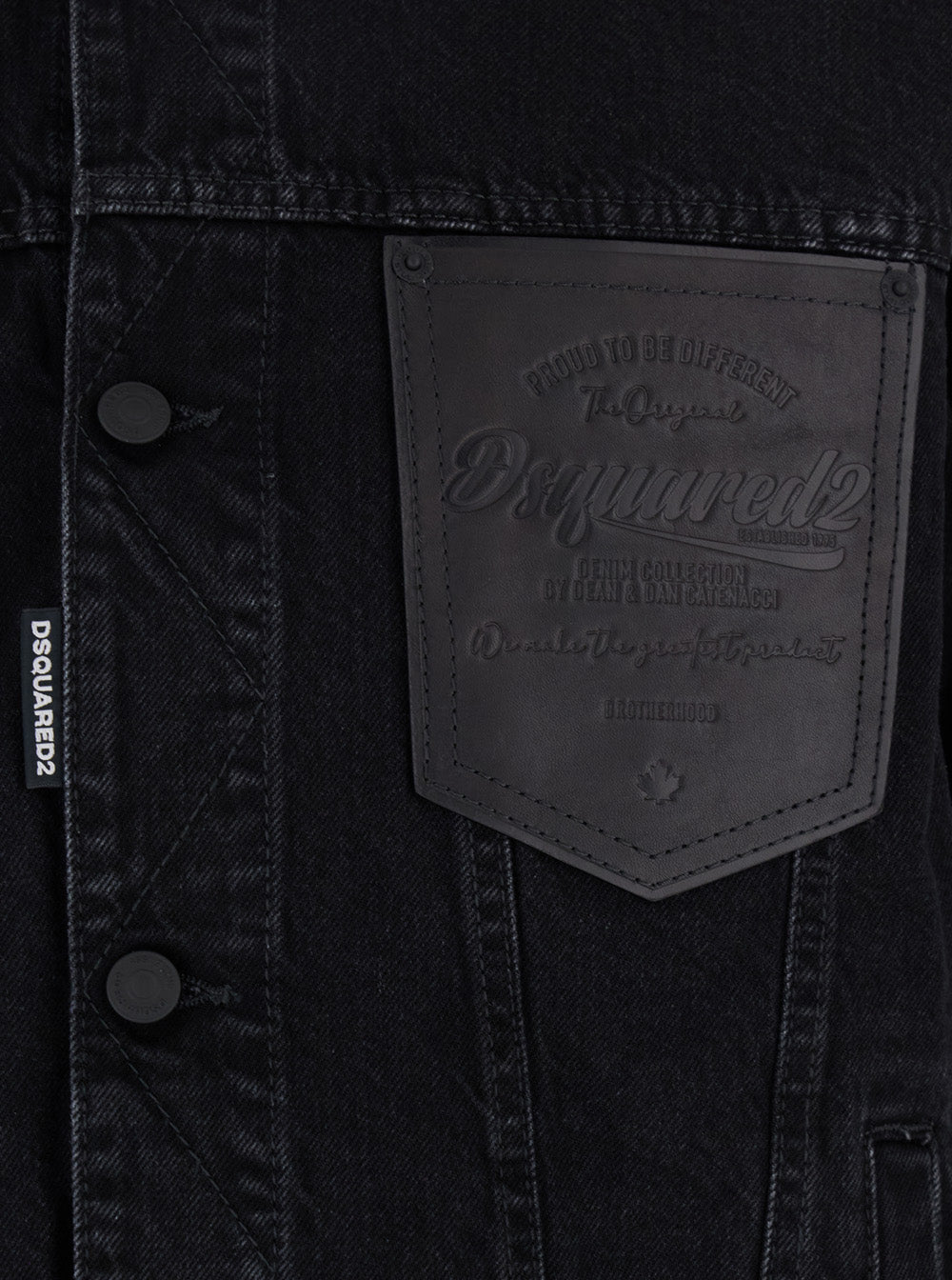 Dsquared2 Men Black Jacket With Classic Collar And Embossed Logo On The Front In Denim Man DSQUARED2