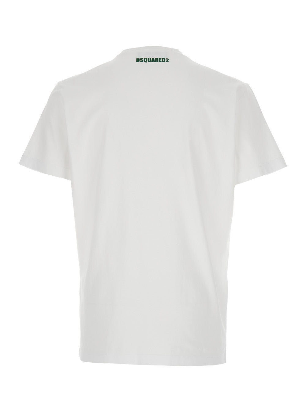 Dsquared2 Men White Crewneck T-Shirt With Print On The Front And Logo Lettering On The Rear In Cotton Man DSQUARED2