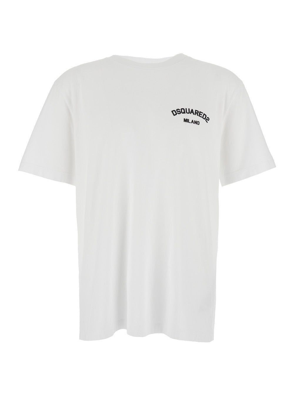 Dsquared2 Men White Crewneck T-Shirt With Logo Lettering On The Front In Cotton Man DSQUARED2