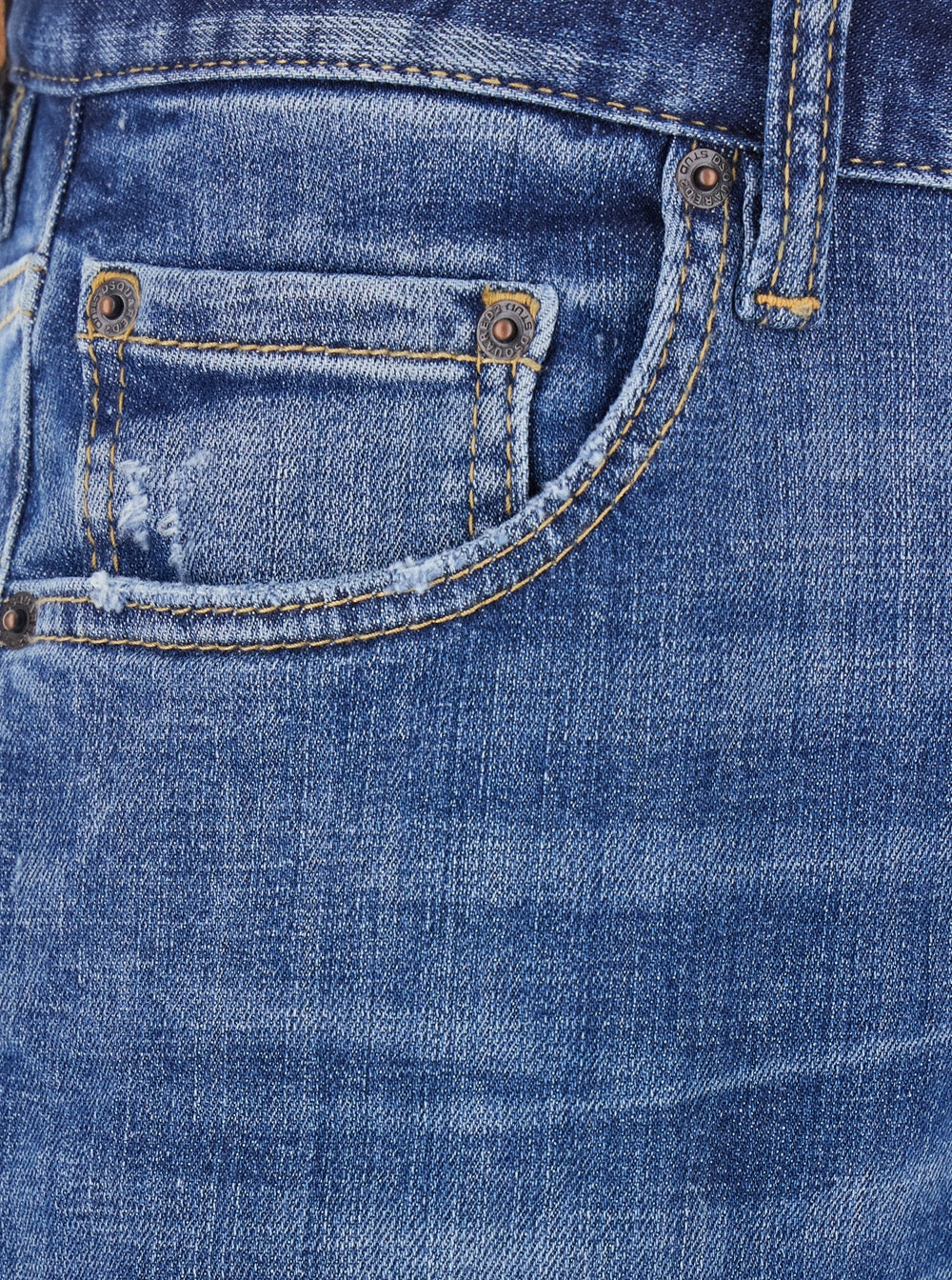 Dsquared2 Men Blue Jeans With Ripped Details And Logo Patch On The Rear In Denim Man DSQUARED2