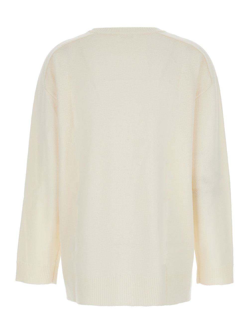 P.A.R.O.S.H. Women White Crewneck Sweater With Asymmetric Hem In Wool And Cashmere Woman P.A.R.O.S.H.