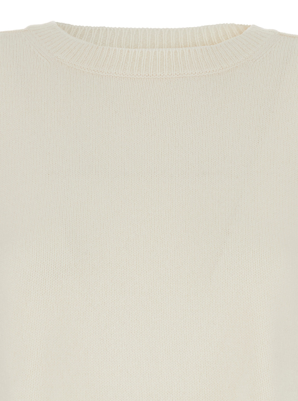 P.A.R.O.S.H. Women White Crewneck Sweater With Asymmetric Hem In Wool And Cashmere Woman P.A.R.O.S.H.