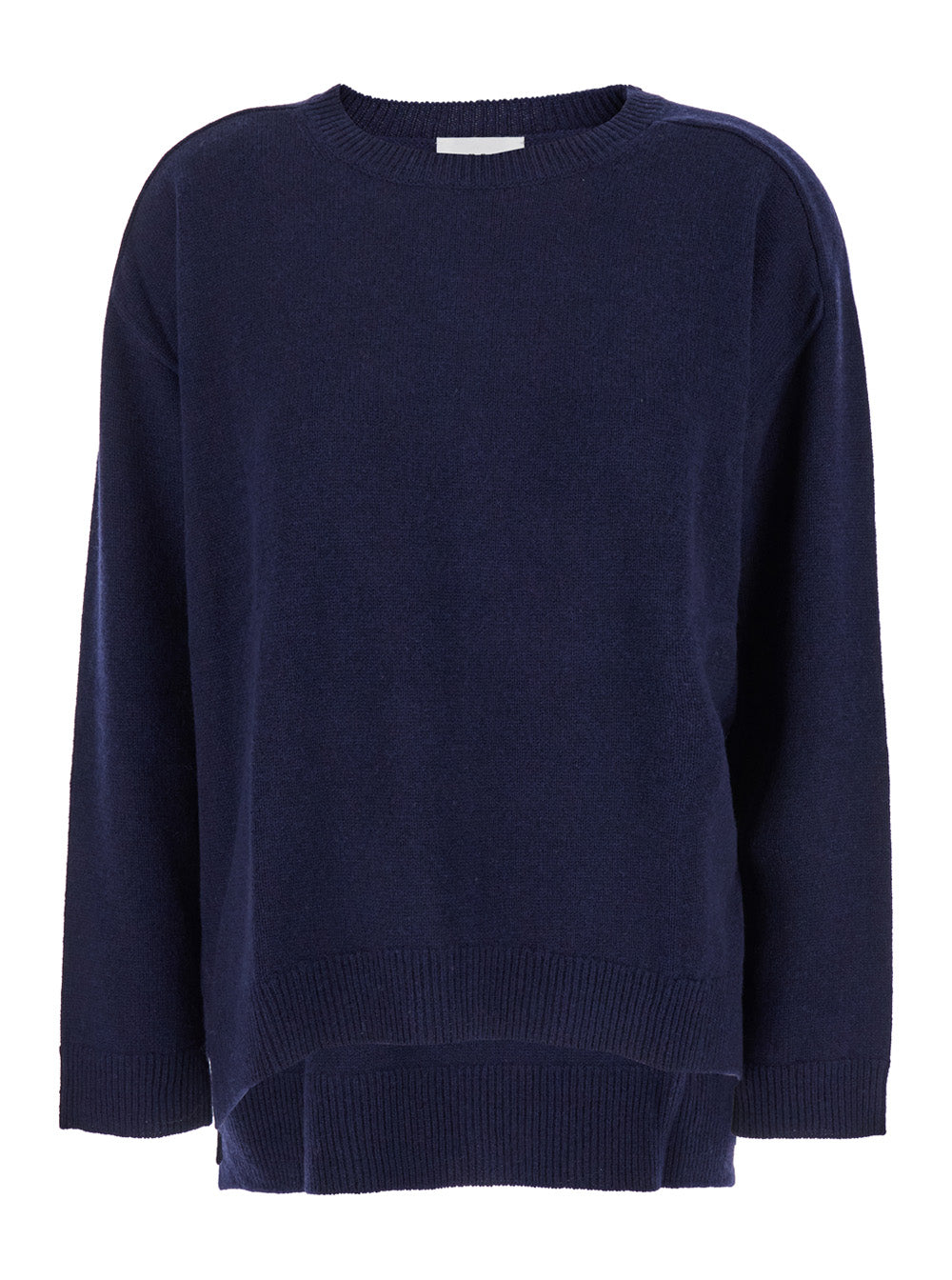 P.A.R.O.S.H. Women Blue Crewneck Sweater With Asymmetric Hem In Wool And Cashmere Woman P.A.R.O.S.H.