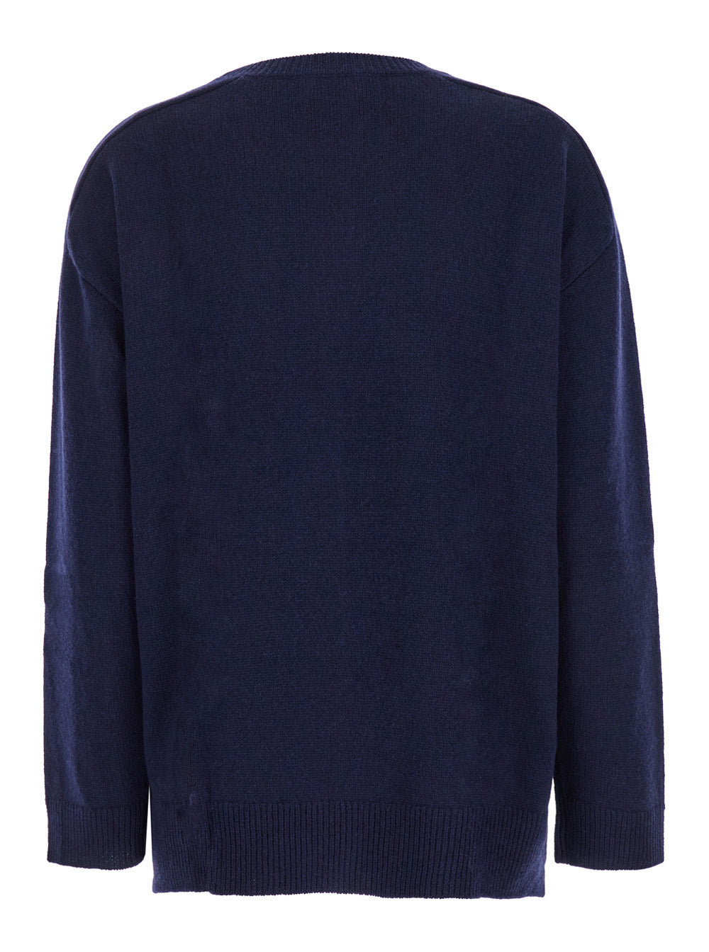 P.A.R.O.S.H. Women Blue Crewneck Sweater With Asymmetric Hem In Wool And Cashmere Woman P.A.R.O.S.H.