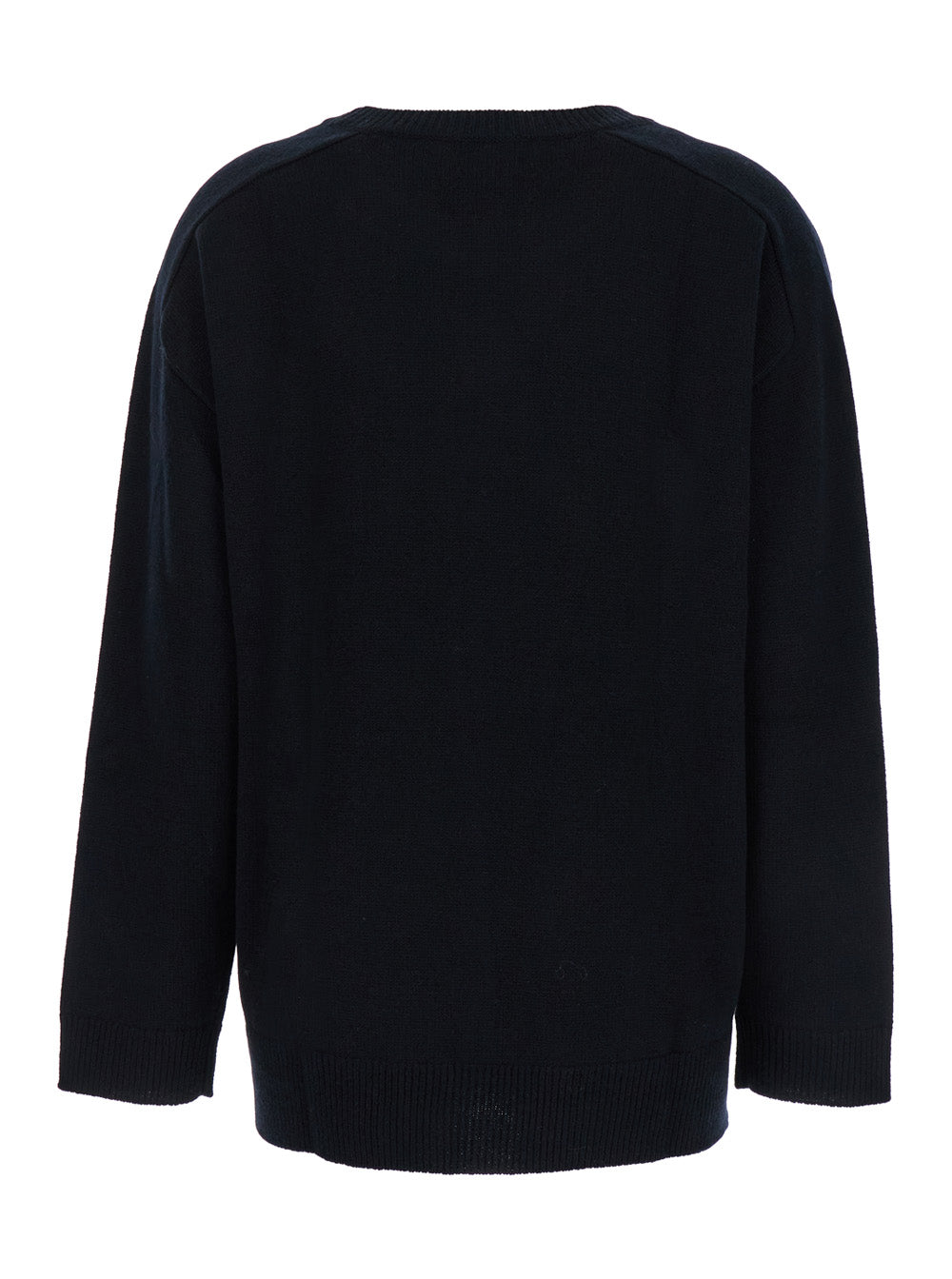 P.A.R.O.S.H. Women Black Crewneck Sweater With Asymmetric Hem In Wool And Cashmere Woman P.A.R.O.S.H.