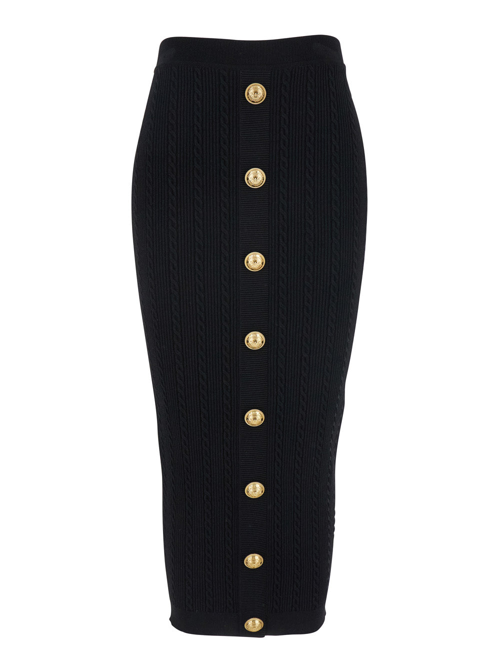 Balmain Women Black Skirt With Logo Buttons And Zip Closure In Viscose Blend Woman BALMAIN
