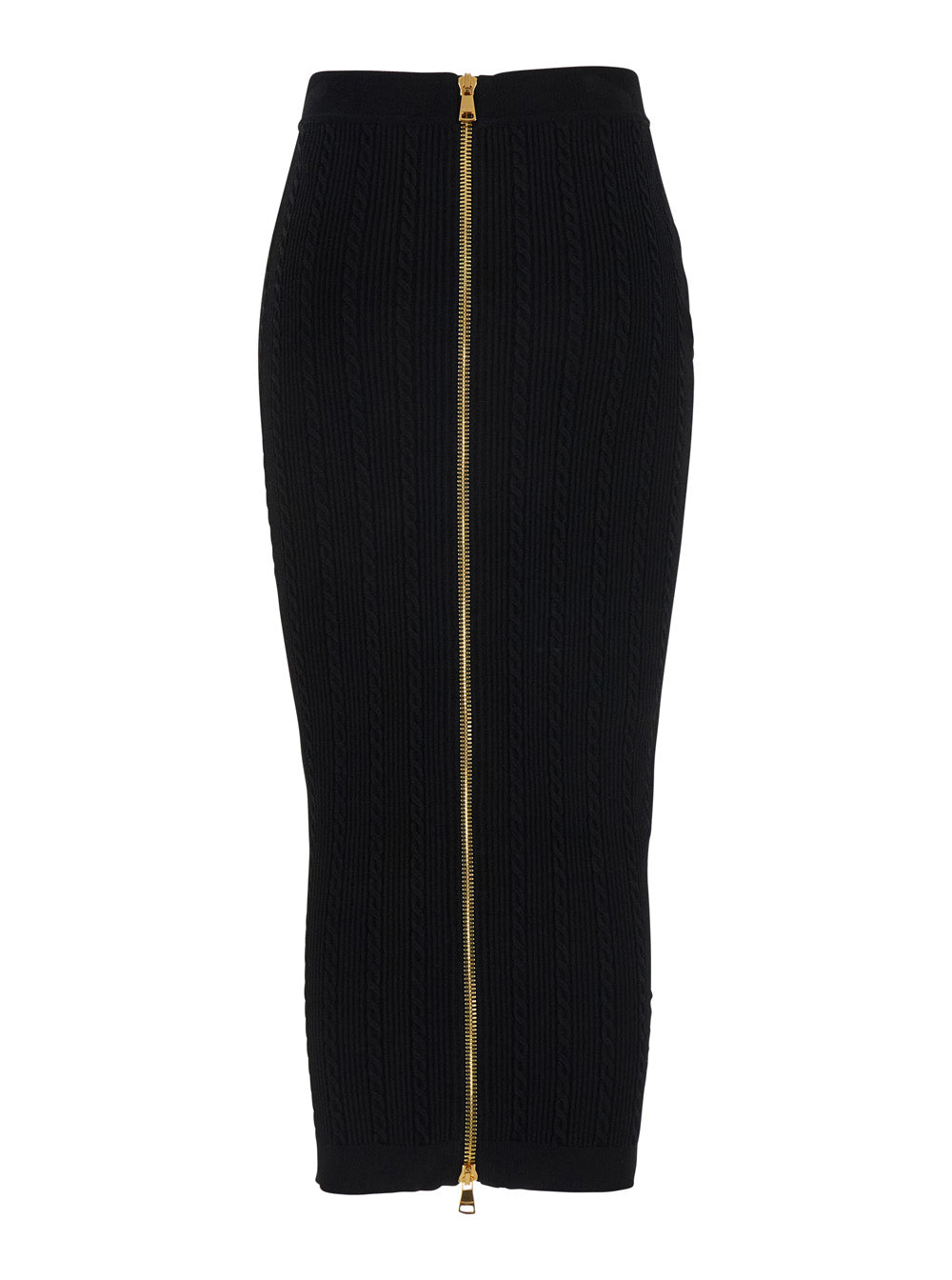 Balmain Women Black Skirt With Logo Buttons And Zip Closure In Viscose Blend Woman BALMAIN
