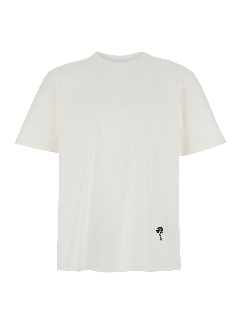 Bottega Veneta Men White Crewneck T-Shirt With Mushroom Embroidery On The Front In Cotton Man BOTTEGA VENETA