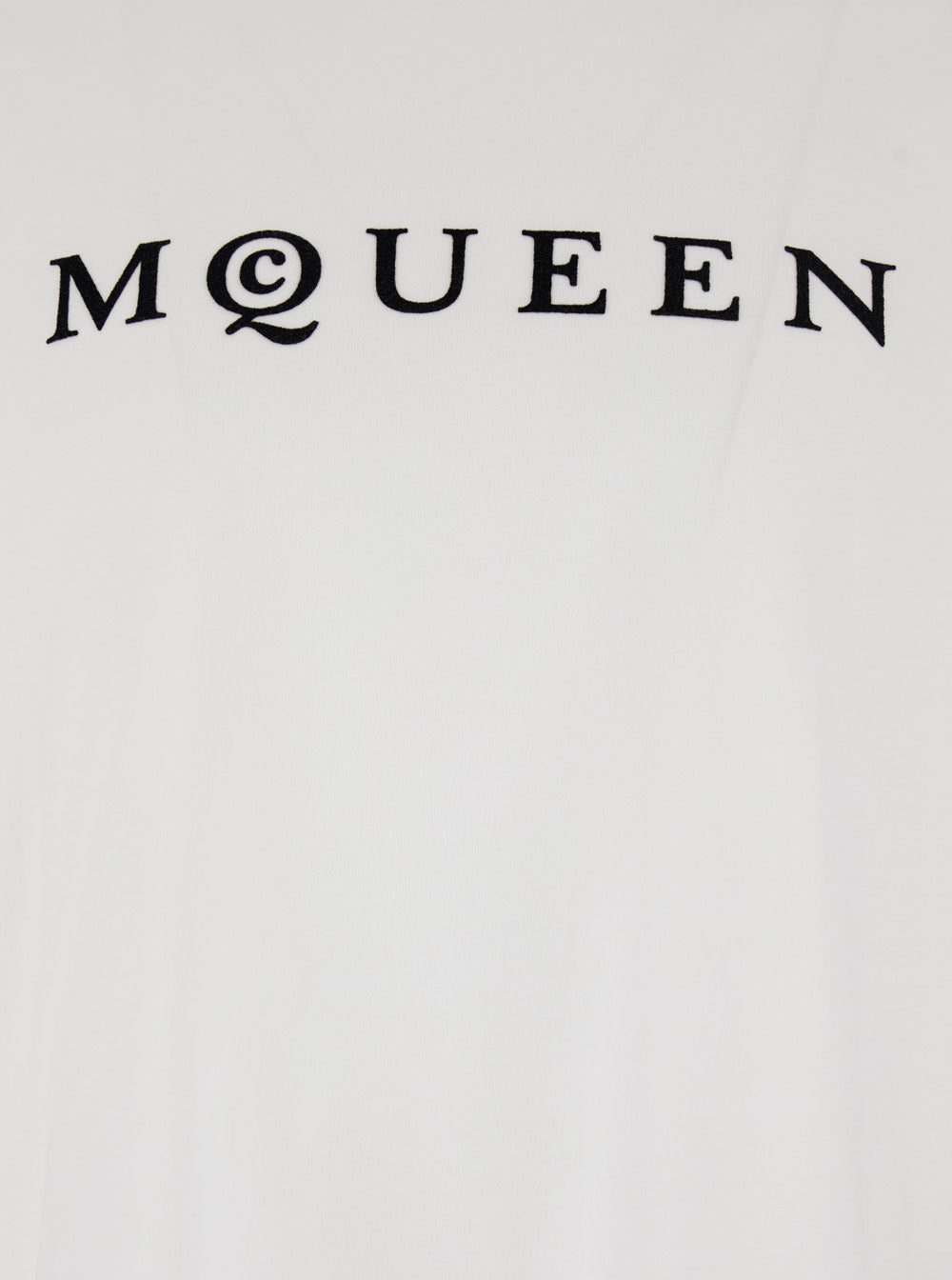 Alexander Mcqueen Men White Crewneck T-Shirt With Logo Lettering On The Front In Cotton Man ALEXANDER MCQUEEN