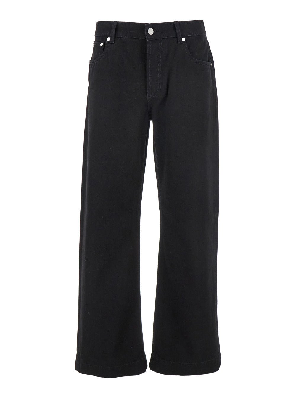 Alexander Mcqueen Men Black Jeans With Belt Loops And Logo Patch On The Rear In Denim Man ALEXANDER MCQUEEN