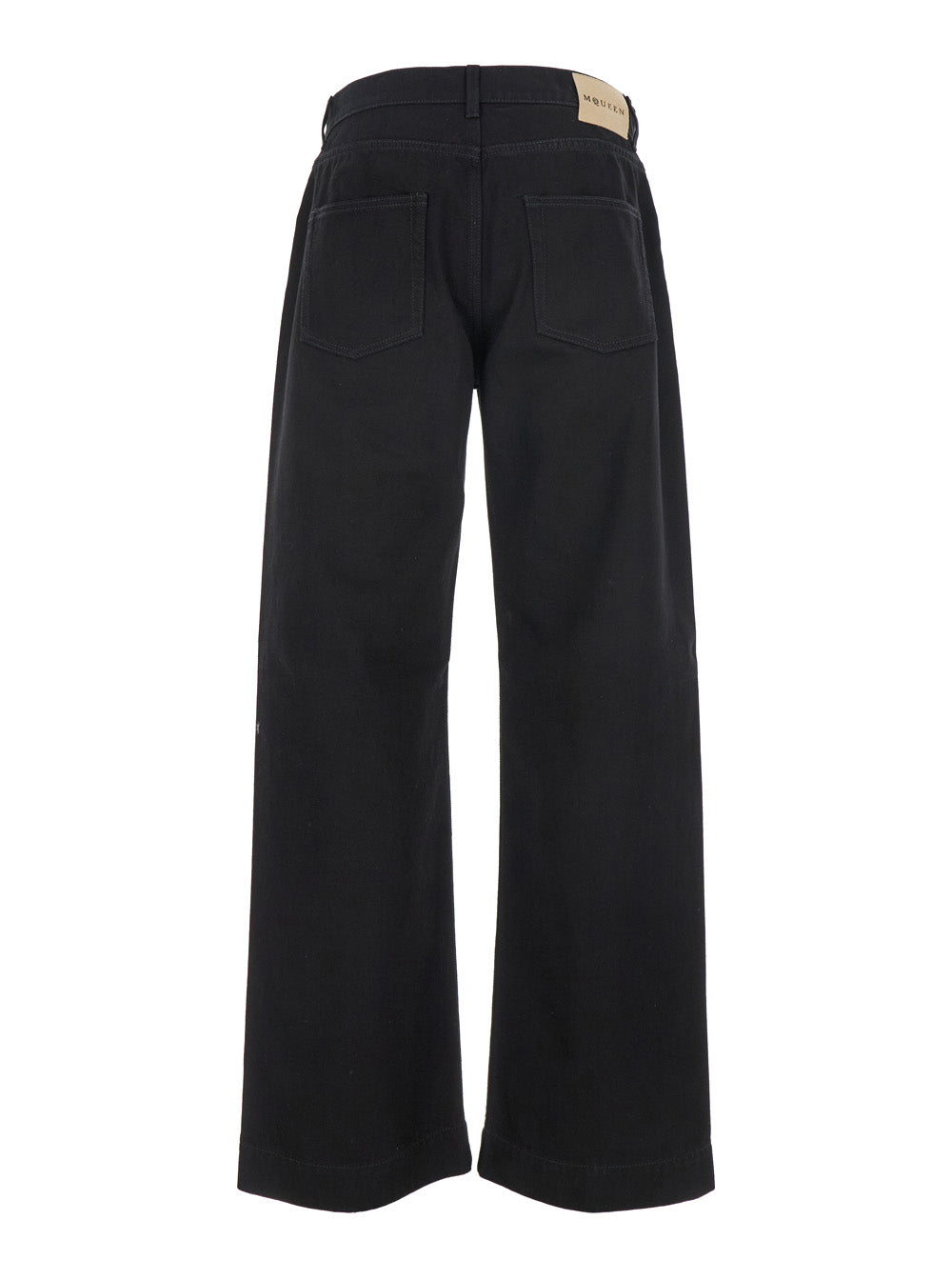 Alexander Mcqueen Men Black Jeans With Belt Loops And Logo Patch On The Rear In Denim Man ALEXANDER MCQUEEN