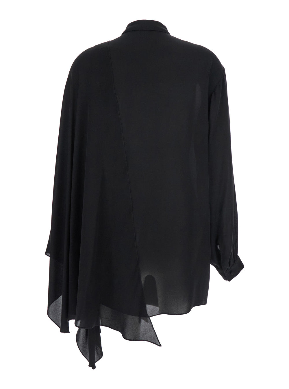 Balenciaga Women Black Blouse With Pussybow Collar And Asymmetric Design In Silk Woman BALENCIAGA