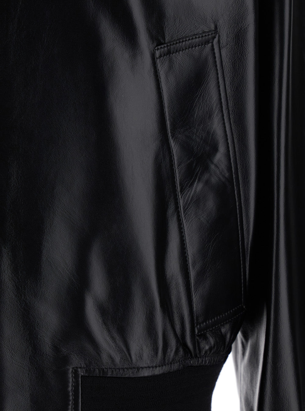 Bottega Veneta Men Black Bomber Jacket With Two Front Welt Pockets In Leather Man BOTTEGA VENETA