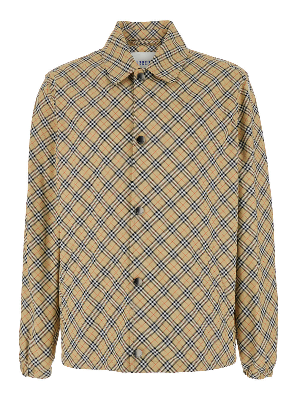 Burberry Men 'Slindon' Beige Jacket With Classic Collar And All-Over Check Motif In Tech Fabric Man BURBERRY